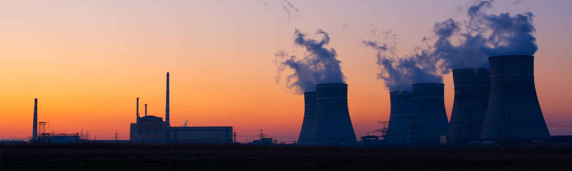 Power plant at sunset