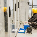 Engineer looking at a relay