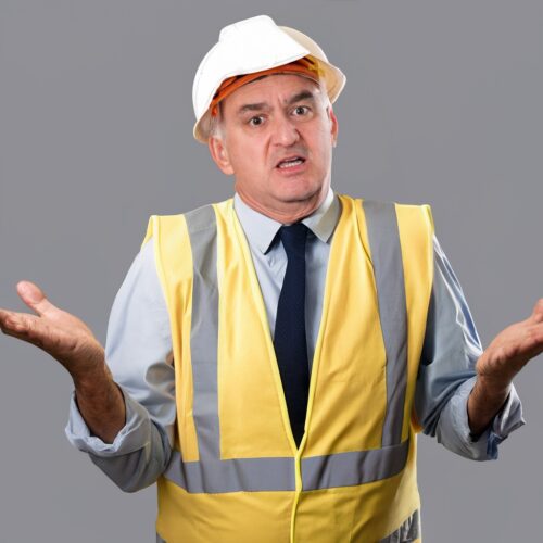 Engineer shrugging shoulders Engineer shrugging shoulders