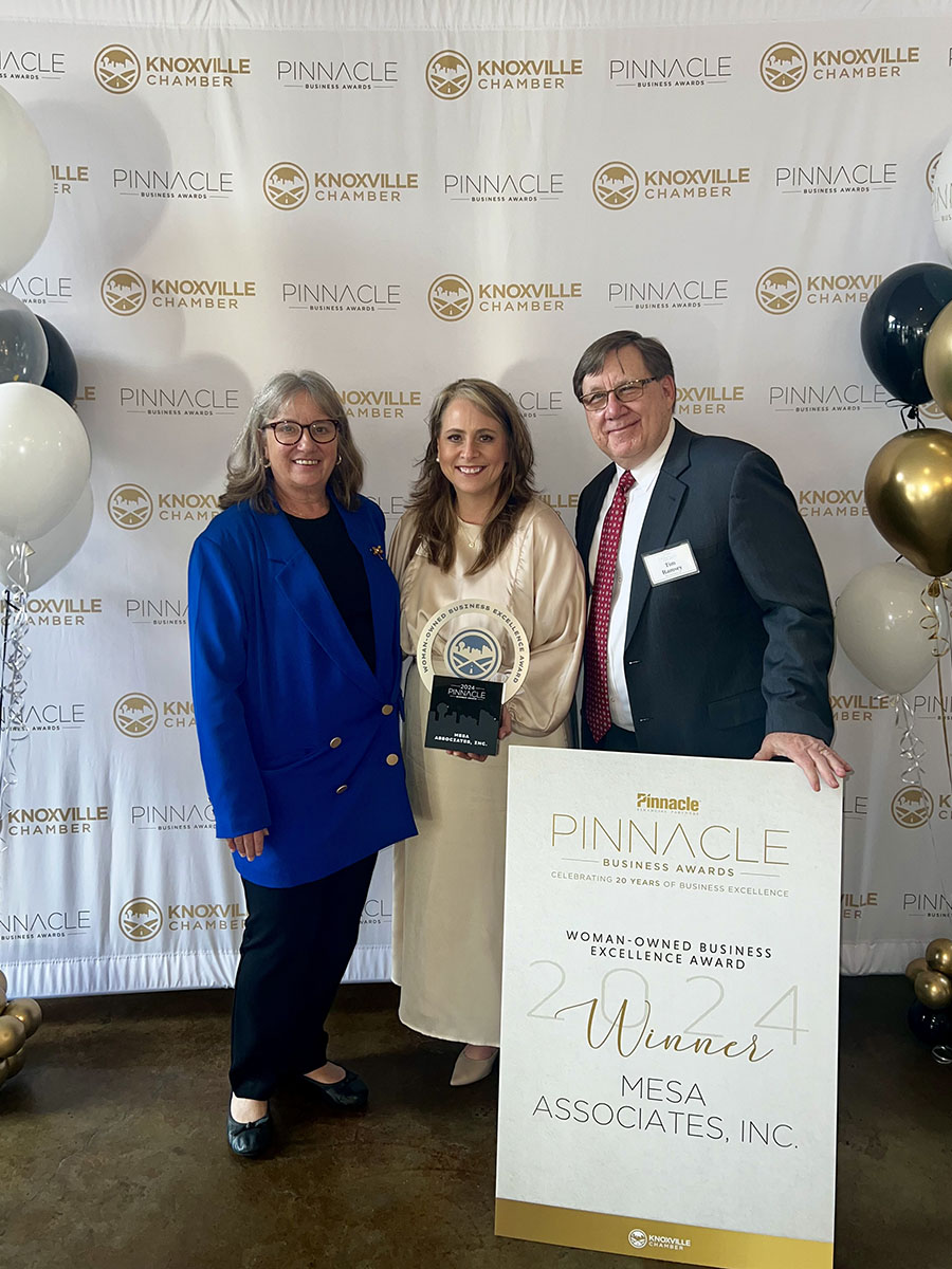 (L to R): Amy Nolan. Vice President of Regional Enhancement, Knoxville Chamber; Jennifer Moore, Marketing Manager, Mesa Associates, Inc.; Tim Ramsey, Senior VP Power Generation, Mesa Associates, Inc.
